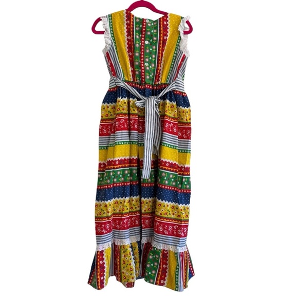 Vintage Cinderella Stop the Press Maxi Long Dress Boho Floral Patchwork 6X USA - Picture 6 of 11